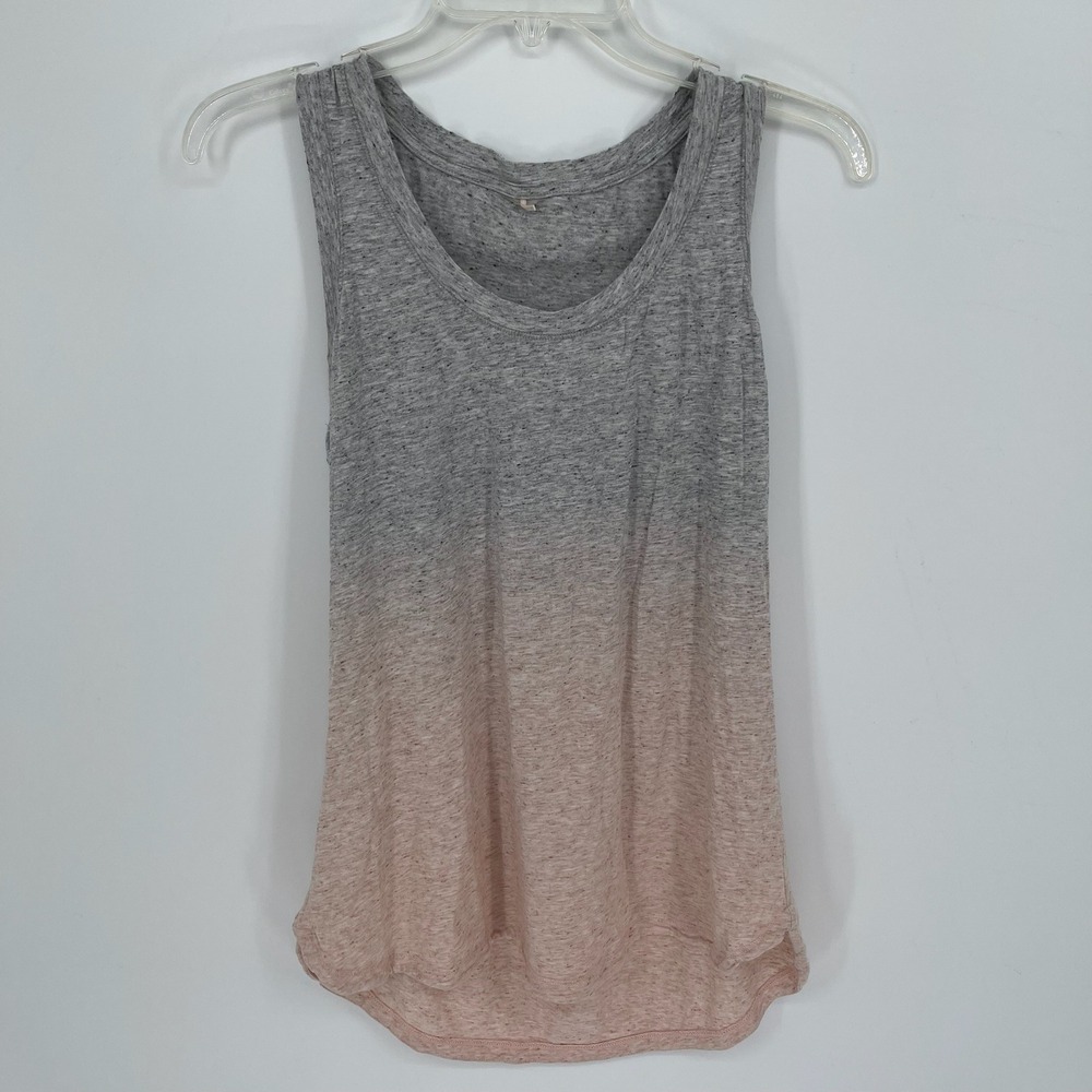 Calia Women's Gray Pink Ombre Racerback‎ Pleated Activewear Tank Top Size Small